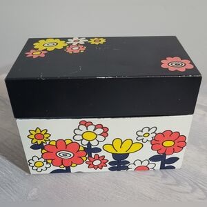 Vintage 70s Original Ohio Art Groovy Floral Print Recipe Card File Box